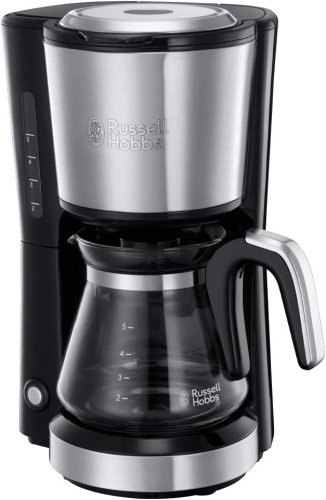 Ecost Customer Return, Russell Hobbs Mini Coffee Machine Compact Stainless Steel, 0.6L Glass Jug, Up