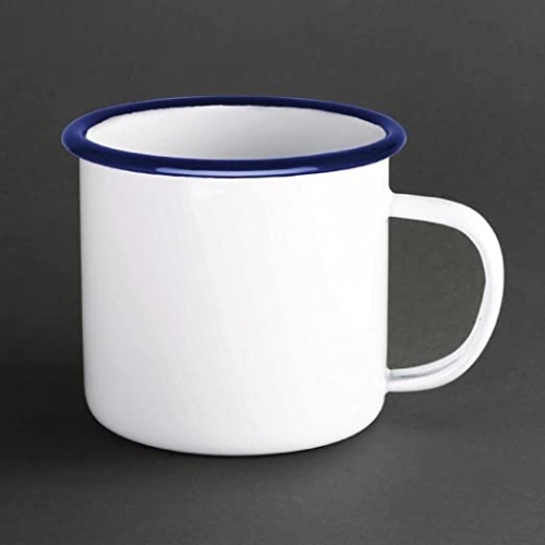 Ecost customer return Olympia Enamelled cups, whiteblue, 35 cl, pack of 6