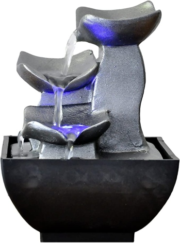 Ecost customer return zen' Light Natural Boro Fontaine Resin Silver 13 x 13 x 17 cm
