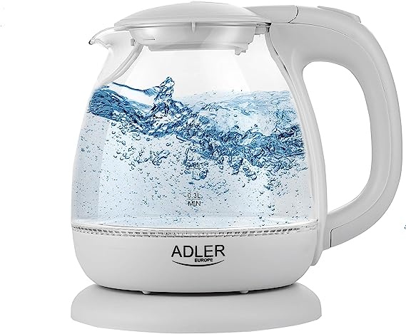Ecost customer return adler AD 1238 Glass Electric Kettle 1 L 1100 W LED Lighting 1100 W 1 Litre Gr