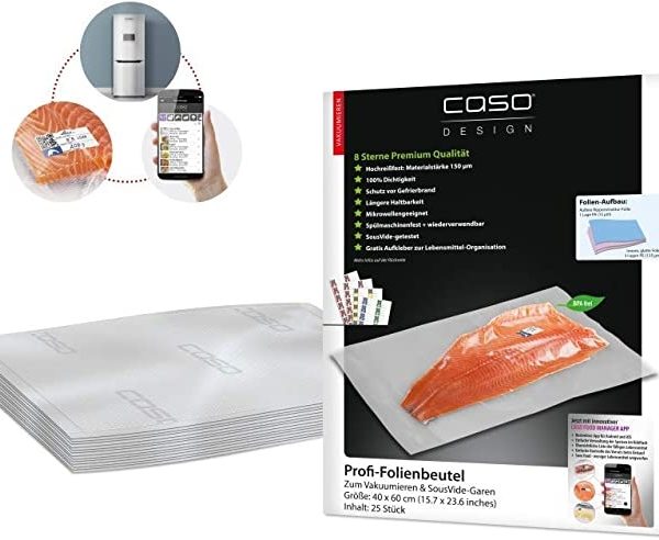 Ecost customer return CASO Profi Foil Pouch 40x60 cm / 25 bags, for all beams Vacuum Sealer, BPAfre