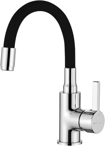 Ecost customer return Ibergrif M113992 Single Lever Bathroom Tap with Flexible Spout Chrome Black