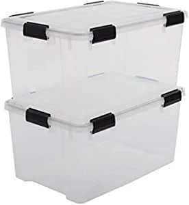 Ecost customer return Iris Ohyama Airtight Storage Boxes, 50 litres, with Clips, Stackable, for Gara
