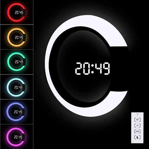 Ecost customer return LED Digital Wall Clock with Remote Control, CestMall USB Powered Ni