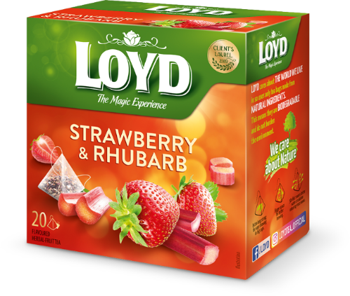 Augļu tēja LOYD Pyramids ar zemeņu un rabarberu garšu, 20x2 g