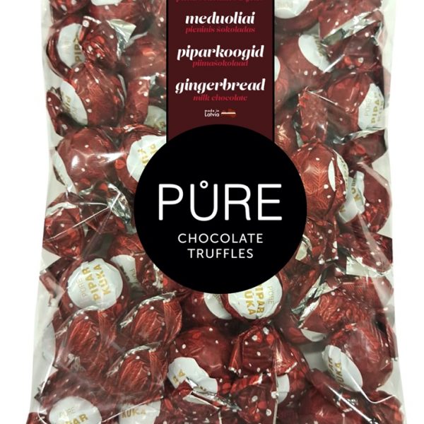 Piena šokolādes trifeles ar piparkūku garšas krēma pildījumu 500g PURE