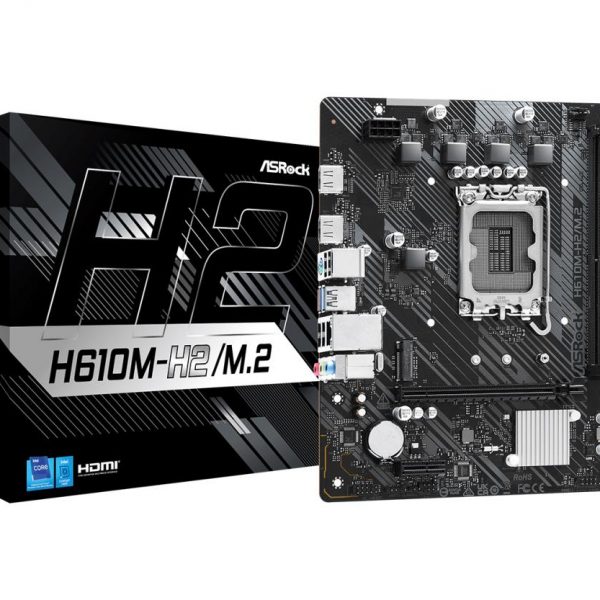 Mainboard|ASROCK|Intel H610|LGA1700|Micro-ATX|Memory DDR4|Memory slots 2|1xPCI-Express 3.0 1x|1xPCI-Express 4.0 16x|1xM.2|2xHDMI|4xUSB 2.0|2xUSB 3.2|1xPS/2|1xRJ45|3xAudio port|H610M-H2/M.2