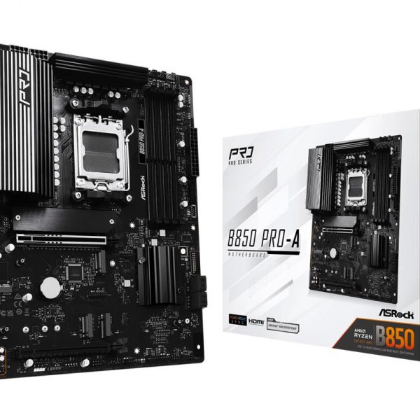 Mainboard|ASROCK|AMD B850|SAM5|ATX|Memory DDR5|Memory slots 4|1xPCI-Express 4.0 16x|1xPCI-Express 5.0 16x|1xM.2|1xHDMI|1xAudio-In|1xAudio-Out|1xMicrophone|6xUSB 2.0|4xUSB 3.2|2xUSB-C|1xRJ45|B850PRO-A
