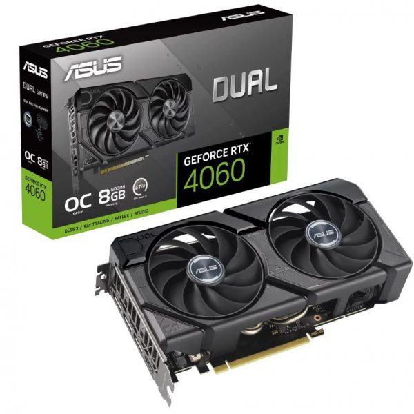 Graphics Card|ASUS|NVIDIA GeForce RTX 4060|8 GB|GDDR6|128 bit|PCIE 4.0 16x|Dual Slot Fansink|1xHDMI|3xDisplayPort|DUAL-RTX4060-O8G-EVO