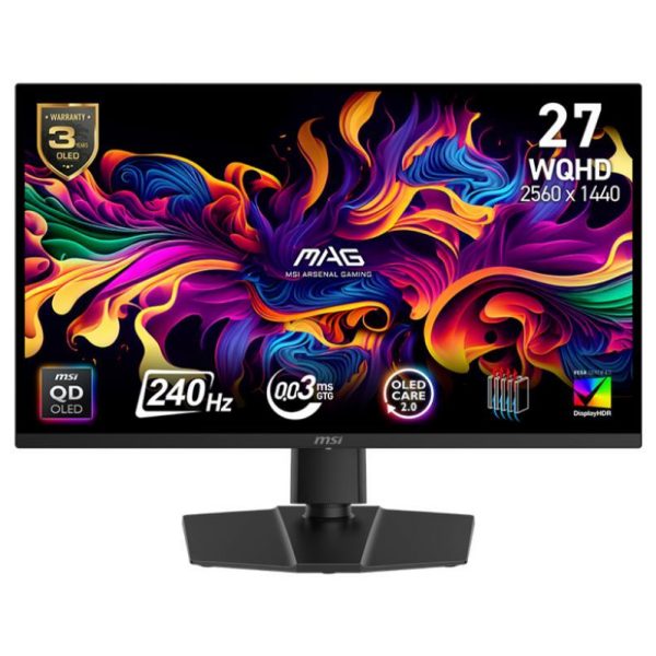 Monitor|MSI|MAG 271QP QD-OLED X24|26.5"|Gaming|Swivel|Pivot|Height adjustable|Tilt|Matte|Panel QD-OLED|2560x1440|16:9|240 ??|0.03 ms|Colour Black|MAG271QPQDOLEDX24