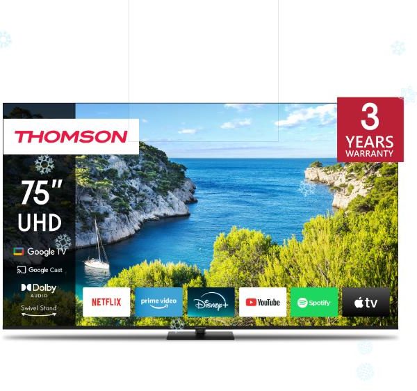 TV Set|THOMSON|75"|4K/Smart|3840x2160|Wireless LAN|Bluetooth|Google TV|Black|75UG5C14