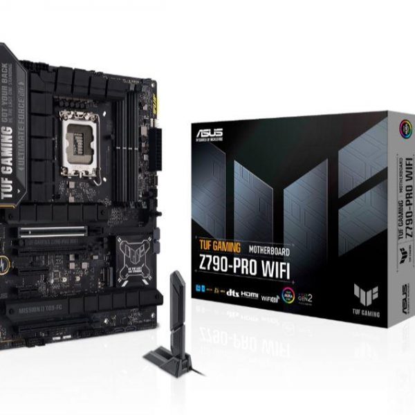 Mainboard|ASUS|Intel Z790|LGA1700|ATX|Memory DDR5|Memory slots 4|1xPCI-Express 3.0 1x|1xPCI-Express 3.0 16x|1xPCI-Express 4.0 4x	|1xPCI-Express 4.0 16x|1xPCI-Express 5.0 16x|4xM.2|1xHDMI|1xDisplayPort|6xUSB 3.2|2xUSB-C|1xOptical S/PDIF|1xRJ45|5xAudio port|TUFGAMINGZ790-PROWIFI
