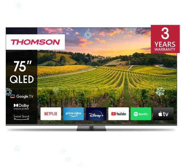 TV Set|THOMSON|75"|4K/Smart|QLED|3840x2160|Bluetooth|Google TV|75QG5C14