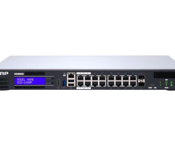 Switch|QNAP|QGD-1600P-8G|Type L2|Rack|2x10GBASE-T/SFP+ Combo|14x1GbE|1|2|1|PoE ports 16|360 Watts|QGD-1600P-8G