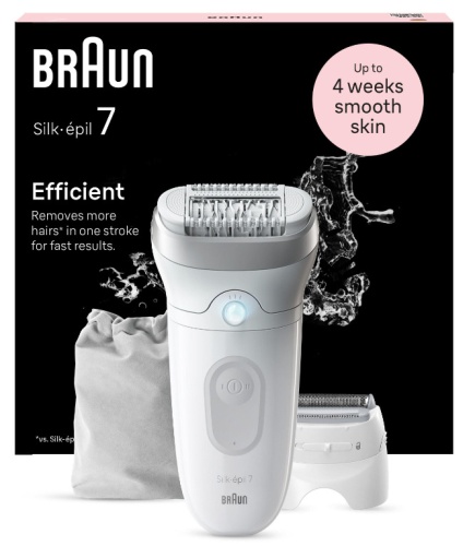 Braun Silk-epil 7 7-041 Epilator, Silver/White