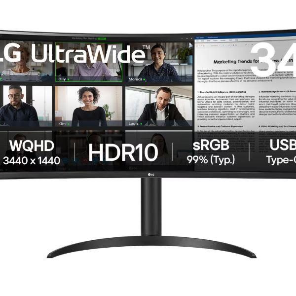 LCD Monitor|LG|34WR55QK-B|34"|Business/Curved/21 : 9|Panel VA|3440x1440|21:9|100Hz|5 ms|Height adjustable|Tilt|Colour Black|34WR55QK-B