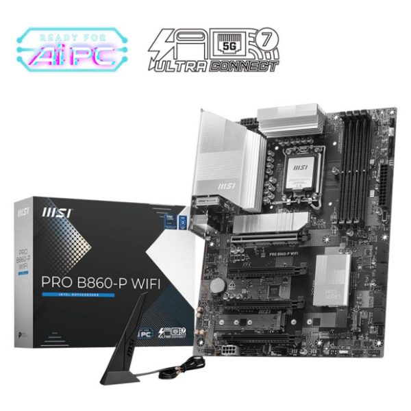 Mainboard|MSI|Intel B860 Express|LGA1851|ATX|Memory DDR5|Memory slots 4|2xPCI-Express 4.0 1x|1xPCI-Express 4.0 4x	|1xPCI-Express 5.0 16x|3xM.2|1xHDMI|1xDisplayPort|8xUSB 2.0|2xUSB 3.2|1xUSB-C|1xRJ45|3xAudio port|1xThunderbolt|PROB860-PWIFI