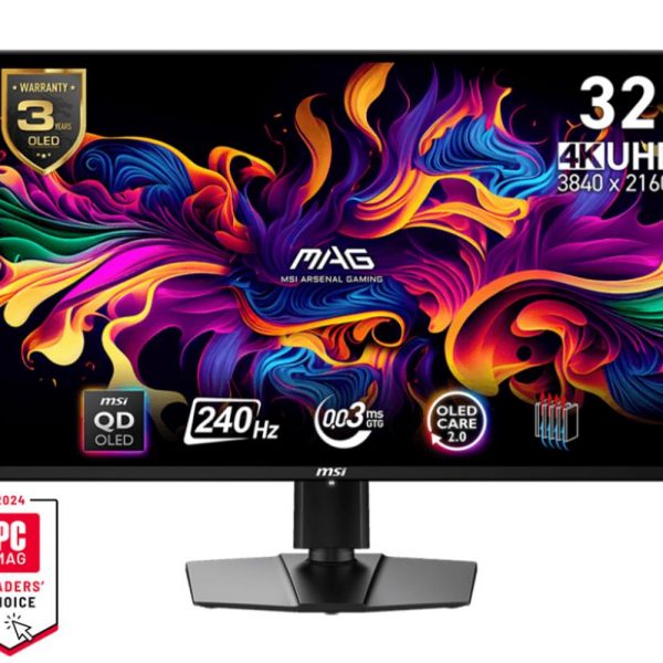 Monitor|MSI|MAG 321UPX QD-OLED|32"|Gaming|Panel QD-OLED|3840x2160|16:9|240Hz|Matte|0.03 ms|Swivel|Pivot|Height adjustable|Tilt|Colour Black|MAG321UPXQD-OLED