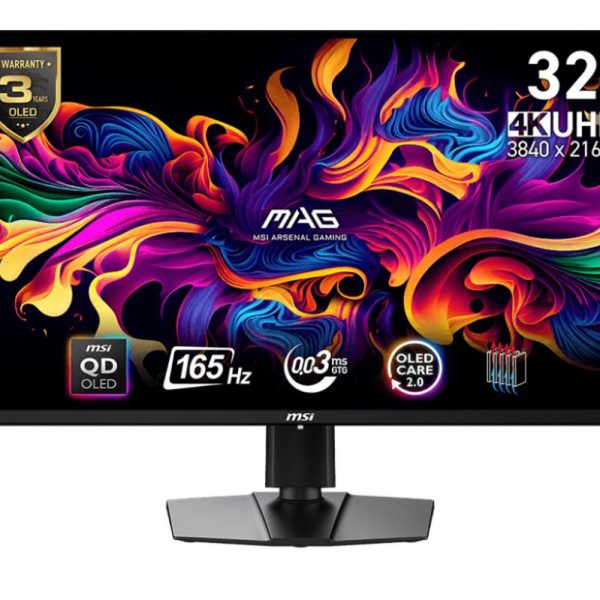Monitor|MSI|31.5"|Gaming|Panel QD-OLED|3840x2160|16:9|165Hz|0.03 ms|Swivel|Pivot|Height adjustable|Tilt|Colour Black|MAG321UPQD-OLED