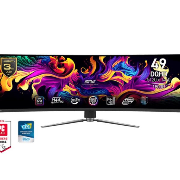 Monitor|MSI|MPG 491CQP QD-OLED|49"|Gaming/Curved|Panel QD-OLED|5120x1440|32:9|144Hz|Matte|0.03 ms|Swivel|Height adjustable|Tilt|Colour Black|MPG491CQPQD-OLED