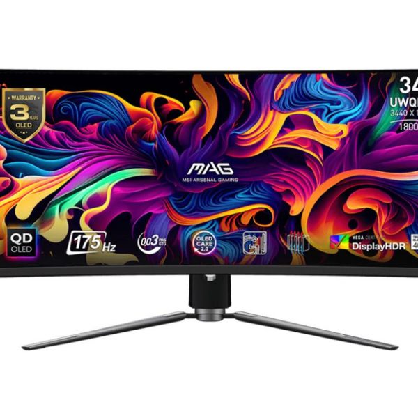 LCD Monitor|MSI|34"|Curved/21 : 9|Panel QD-OLED|3440x1440|21:9|175Hz|Matte|0.03 ms|Swivel|Height adjustable|Tilt|Colour Black|MAG341CQPQD-OLED