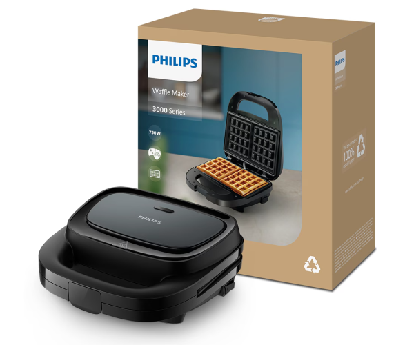 Philips 3000 Series HD2332/90 Waffle maker, 750 W, Black