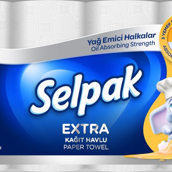 Papīra dvieļi SELPAK Extra Calorie Absorb, 3 slāņi, 9m, 75 loksnes, 8 ruļļi