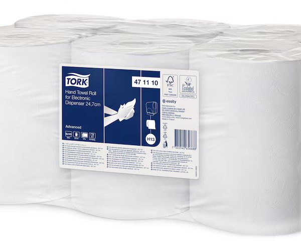 Roku tīrīšanas papīrs TORK elektriskajiem dozatoriem, 471110, 24,7 cm x 143 m, 2 sl., balts sp.
