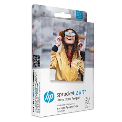 HP Sprocket 2x3'' 5x7.6 cm 50 Sheets Zink Sticky Photo Paper