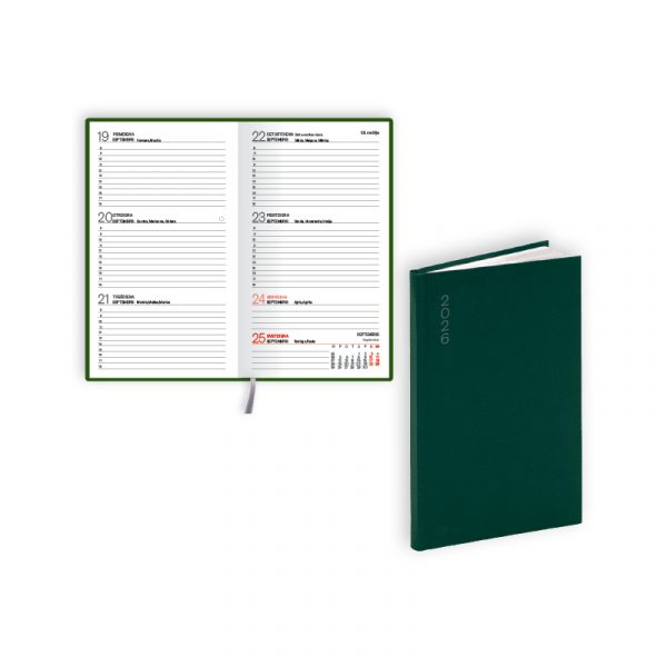 Kabatas plānotājs 2026.gadam EKO Pocket, nedēļa, 92x160 mm, balacron flex, zaļš