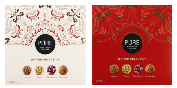 Ziemassvētku  trifeļu izlase "16" , PURE CHOCOLATE, 135g.