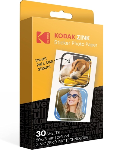 Kodak ZINK 2x3'' 50x76 mm 30 Sheets Pre-Cut Sticker Photo Paper
