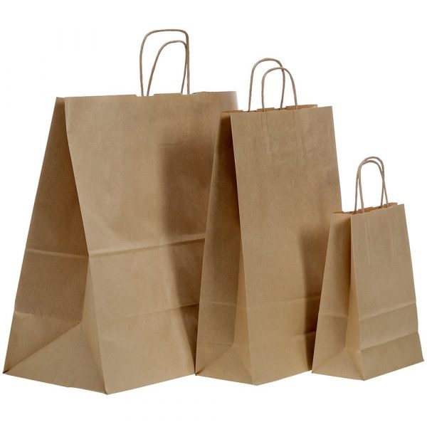 Papīra maisiņš TWIST 260x120x350mm, brūns.