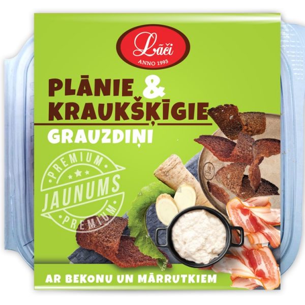 Grauzdiņi LĀČI, plānie un kraukšķīgie, ar bekona garšu, 100g