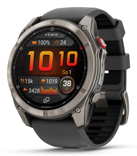 Garmin Fenix 8 Pro Smart Watch 51 mm AMOLED Sapphire, Titanium, Graphite/Black silicone band