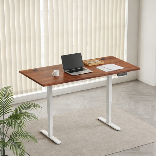 Adjustable Height Table Up Up Bjorn II White, Table top L Dark Walnut