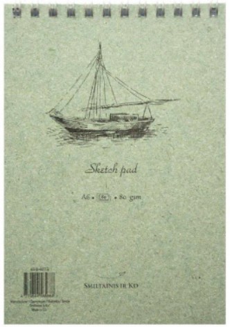 Skiču albums ar spirāli, A6, ne mazāk kā 54 loksnes