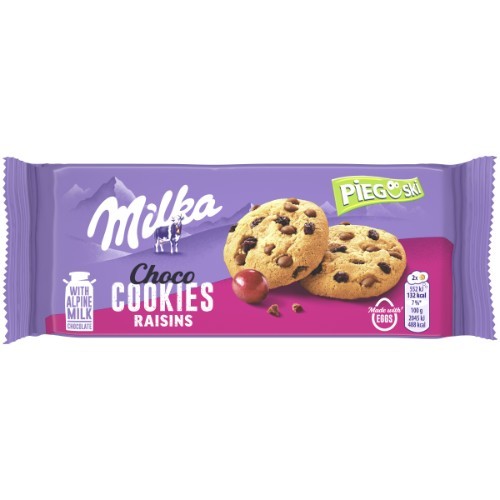 MILKA Choco cepumi ar rozīnēm 135g