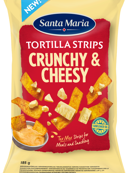 Kraukšķīgi kukurūzas čipsi (strēmelītes) ar siera garšu 185g, Santa Maria