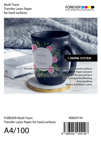 Thermotransfer Paper FOREVER Multi-Trans Laser Paper A4, 100 sheets, for hard surfaces